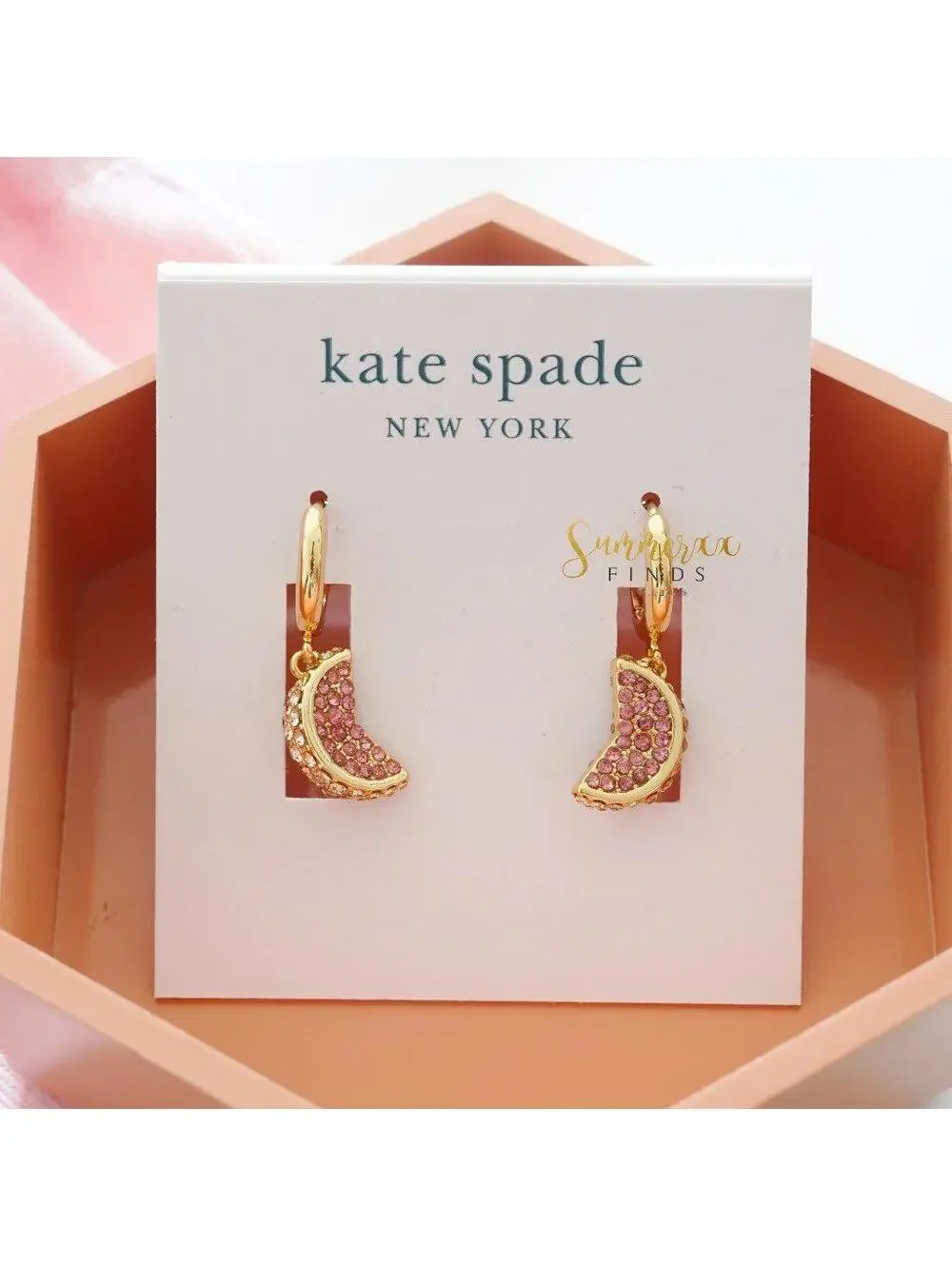 Kate Spade Fruit Salad Pave Grapefruit Huggies Earrings